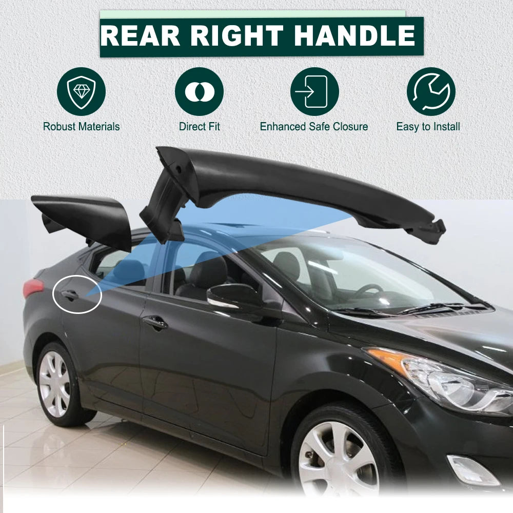 Black Exterior Door Handle for Hyundai Elantra 2011 2012 2013 2014 2015 2016 Front Rear Left Right