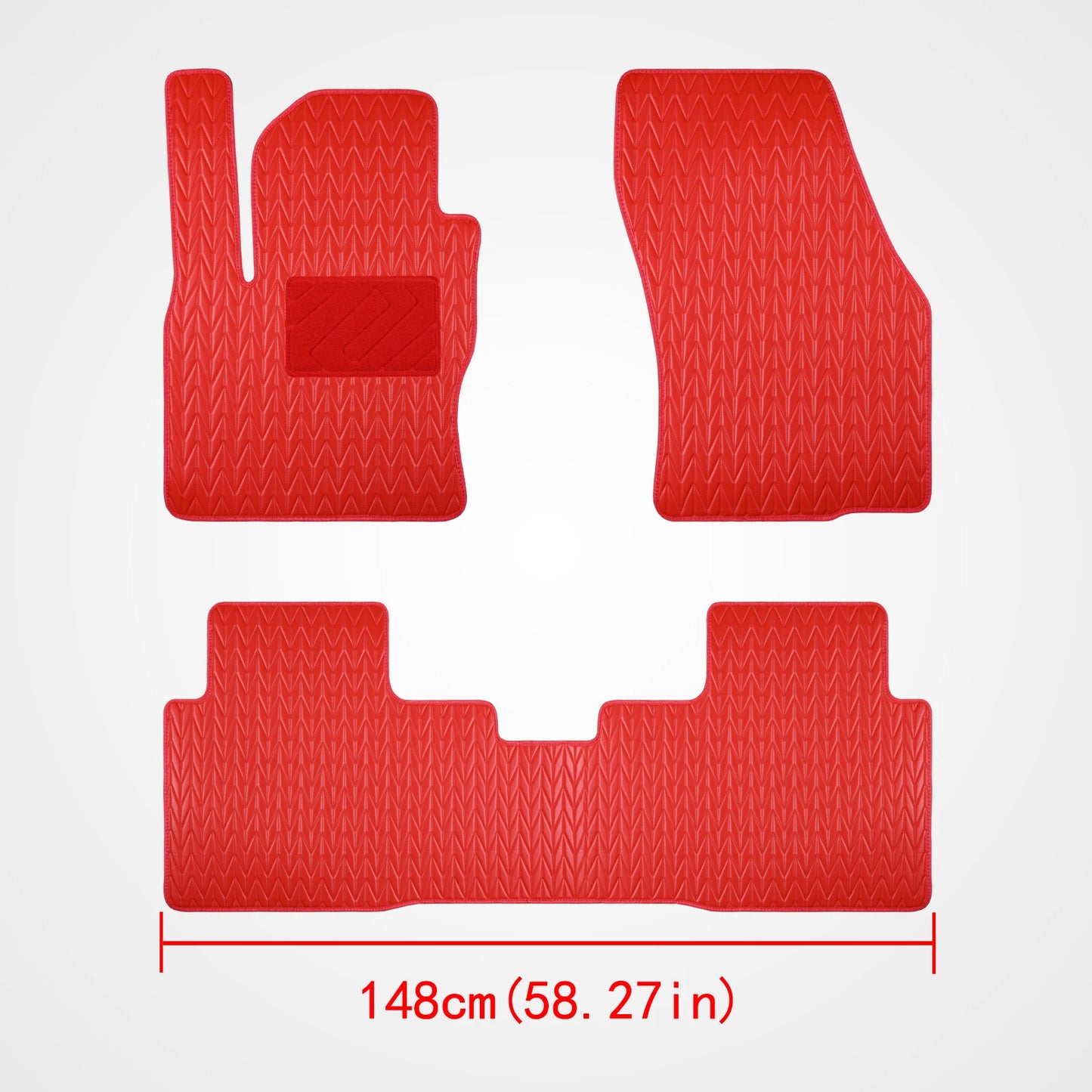 Custom car floor mat for Volkswagen Tiguan 2018-2023 Red artificial leather Waterproof Non-Slip Car Mats Floor Covers