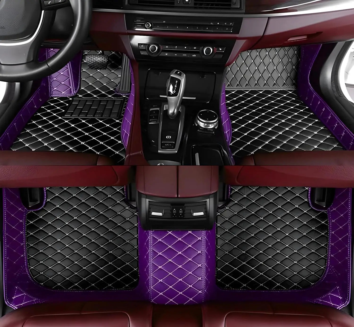 Custom Car Mats For Dacia Duster 2021~2023 Leather All Weather Waterproof Non-Slip Diamond Full Covered Personalized Black Red