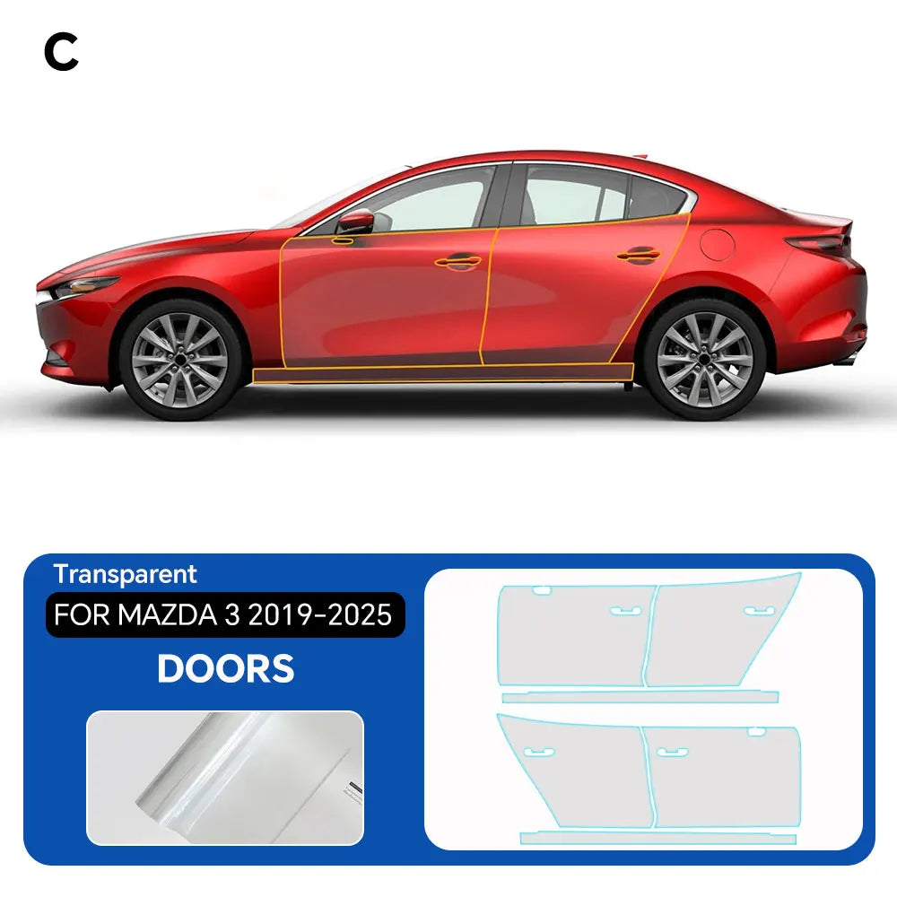 For Mazda 3 2019-2025 TPU Paint Protection Film Pre-cut PPF Anti-Scratch Car Body Clear Bra Resistant Invisible Car Accessories