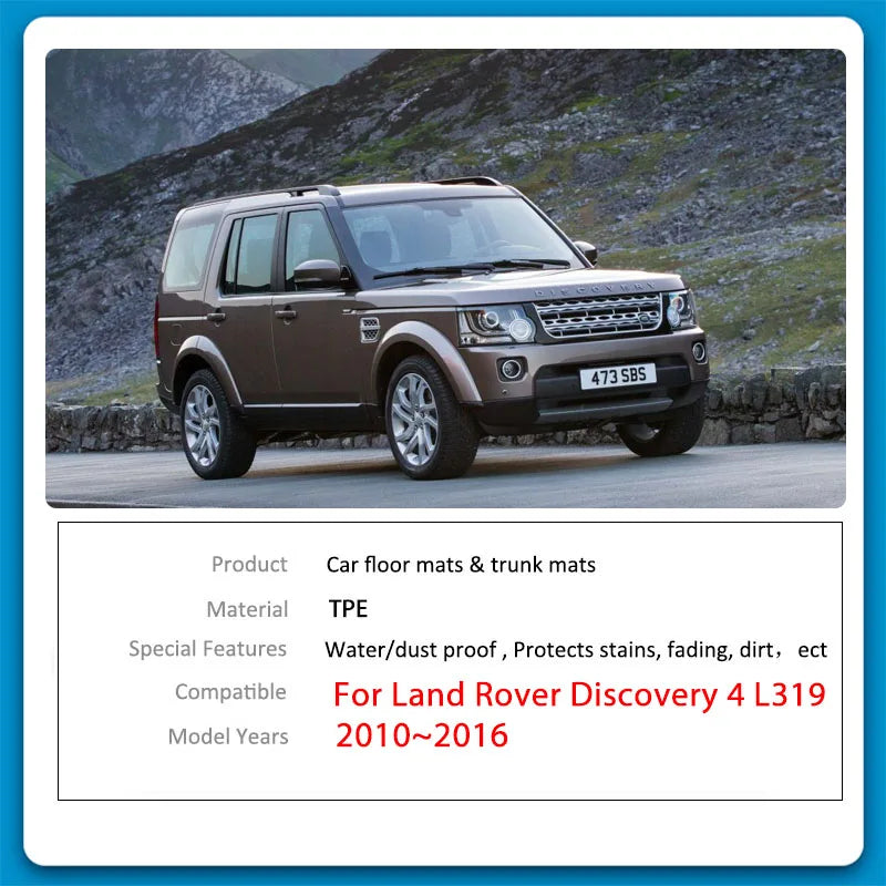 TPE Car Floor Mat For Land Rover Discovery 4 L319 LR4 2010~2016 Luxury Leather Waterproof Foot Pads LHD Carpets Auto Accessories
