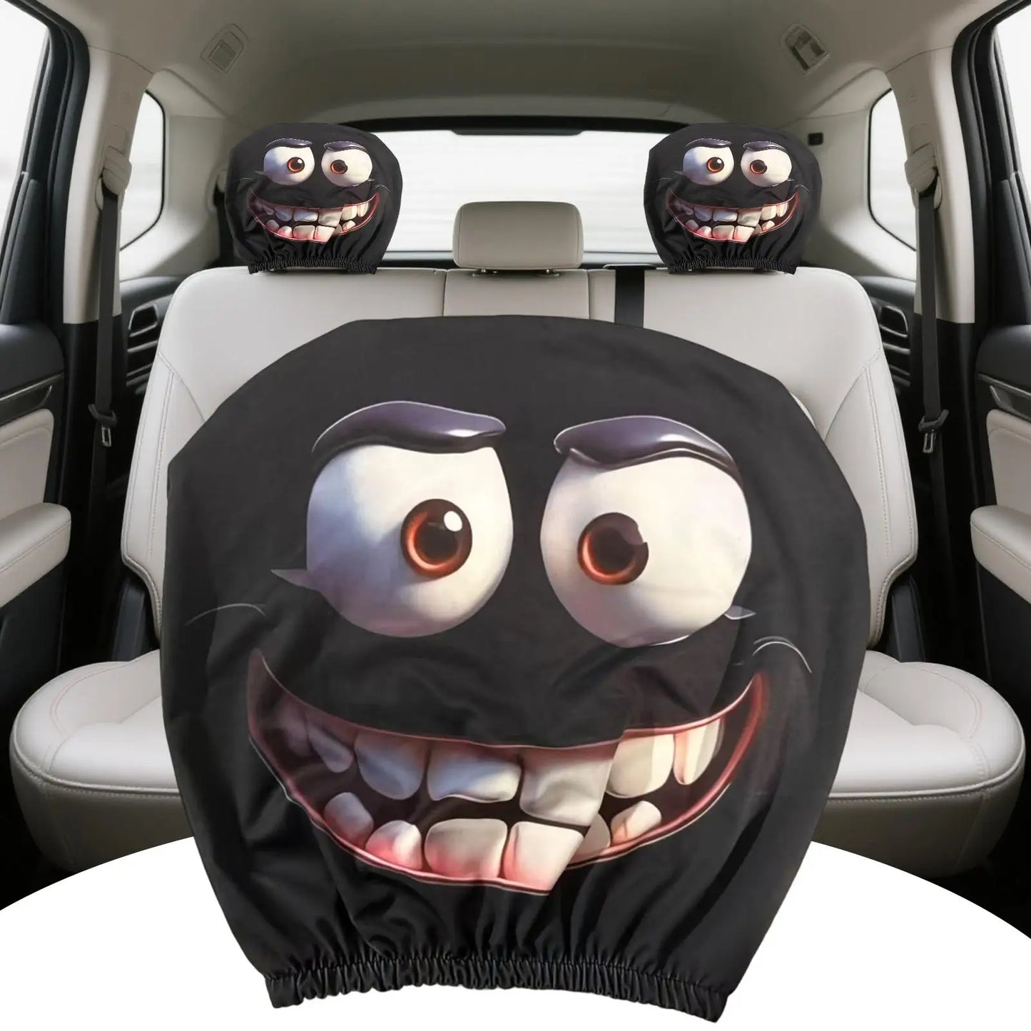 Funny Headrest Covers Halloween 1 Pair Breathable Car Headrest Protector Elastic Auto Interior Head Rest Covers for Halloween