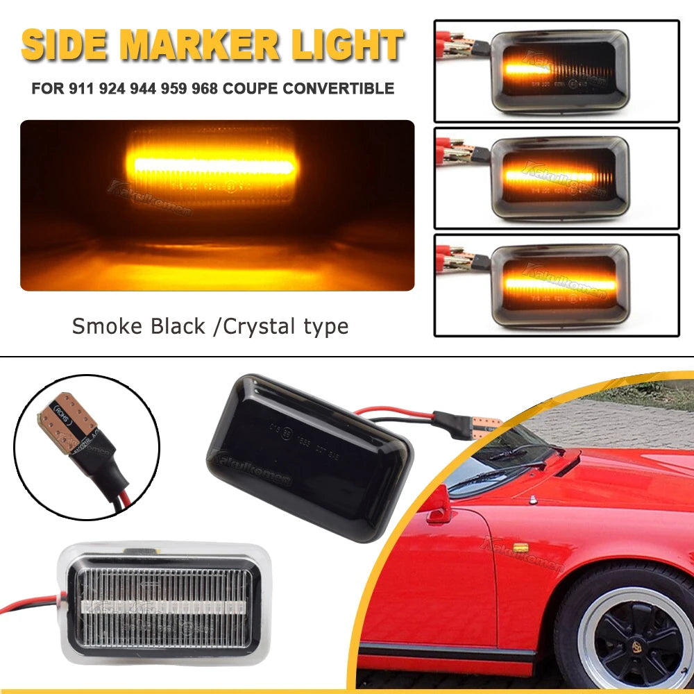 2PCS For VW Golf Mk1 Mk2 Jetta Passat Polo Audi 100 200 C3 C4 A6 S6 Dynamic LED Side Marker Light Arrow Turn Signal Blinker Lamp