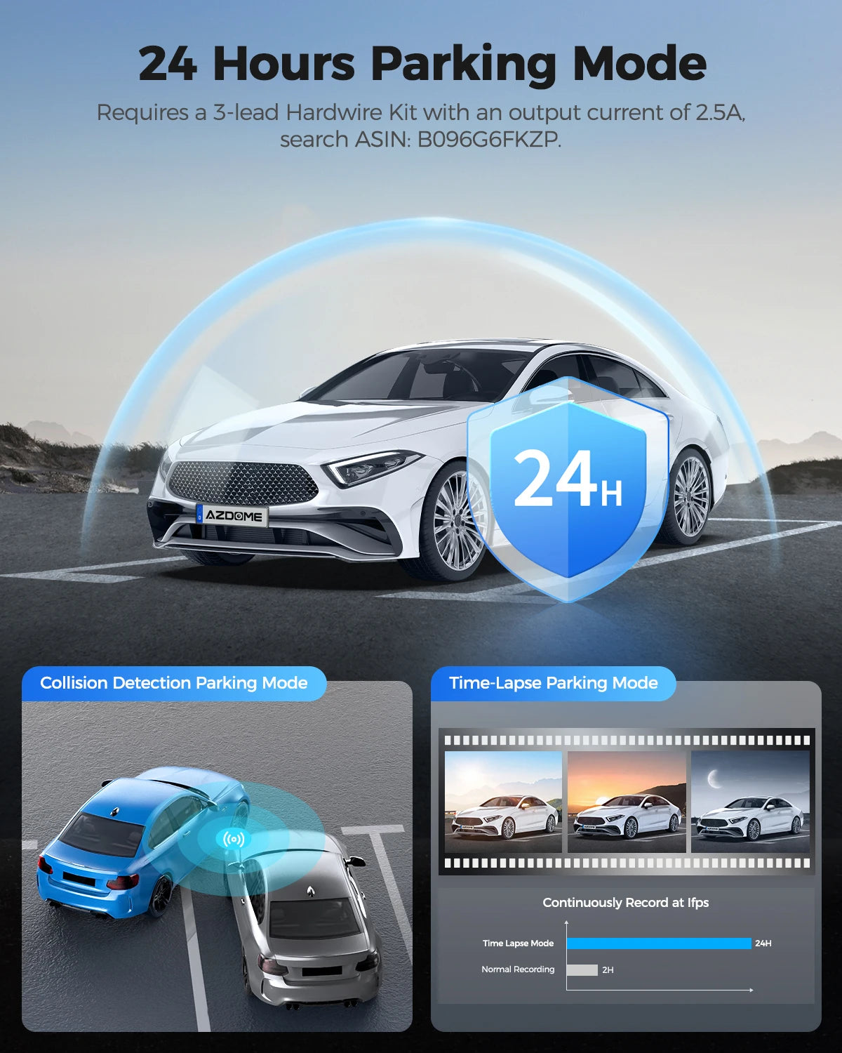 AZDOME PG17 12" WiFi Mirror Dash Cam 4K Front and 1080P Rear View Mirror Camera for Cars Dual Camera Waterproof Backup Camera