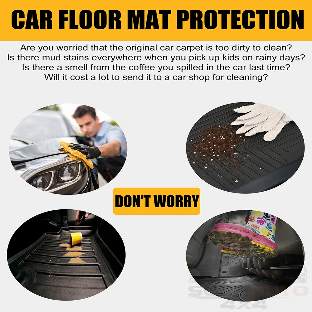 3D TPE Floor Mats for Ford Ranger Next Gen 2023 2024 Wildtrak XLT XLS XL Raptor Anti-Slip Waterproof Interior Accessories