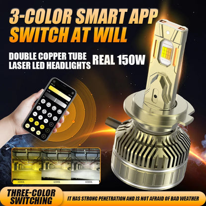 3 Color Car LED Headlights Bulbs 150W LED H4 H7 H8 H9 H11 Fog Light 9005 HB3 9006 HB4 LED Headlamp Auto Lights 12V 24V