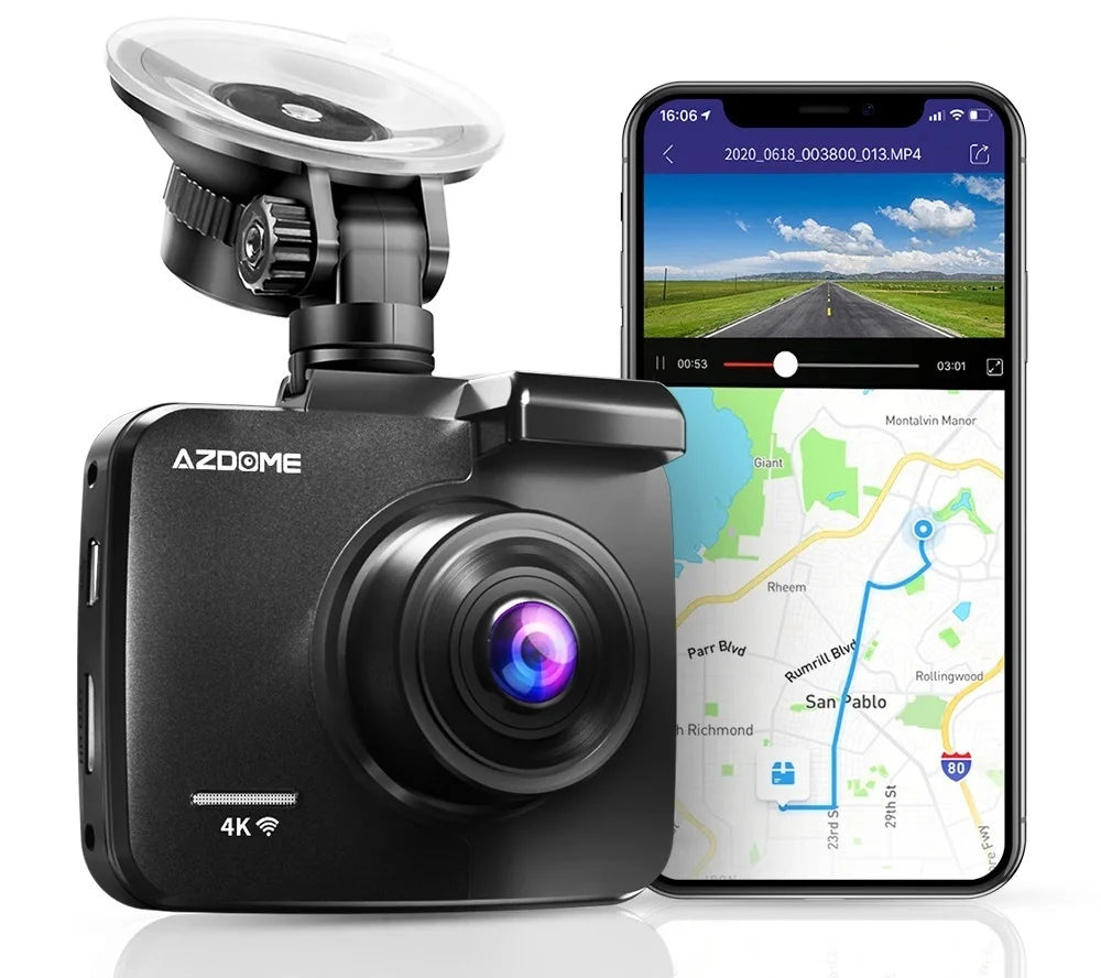 AZDOME PG17 12" WiFi Mirror Dash Cam 4K Front and 1080P Rear View Mirror Camera for Cars Dual Camera Waterproof Backup Camera