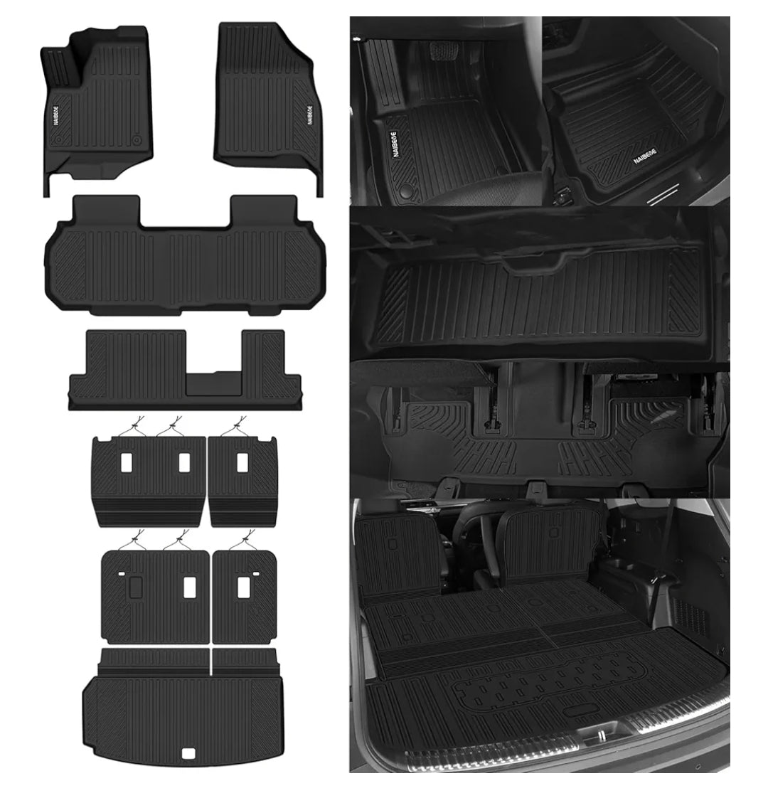 TPE Alfombras TERMOPLÁSTIC ELASTOMER  Personalizadas TPE A Medida Exacta de tu Automóvil 7 a 8 PASAJEROS 3 Filas Alfombras TPE + Alfombras de Maletero o Cajuela
