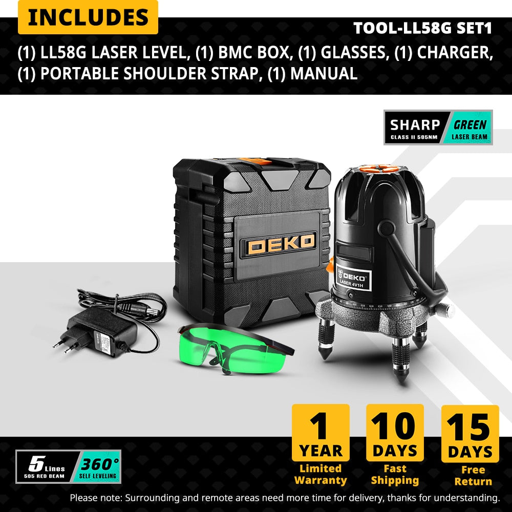 Nivel Láser Autonivelante con 6 Líneas y Puntos