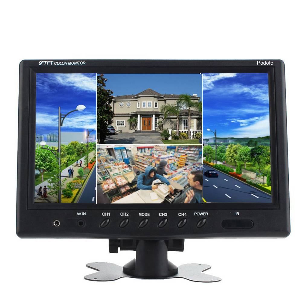Monitor de seguridad CCTV con pantalla dividida LCD